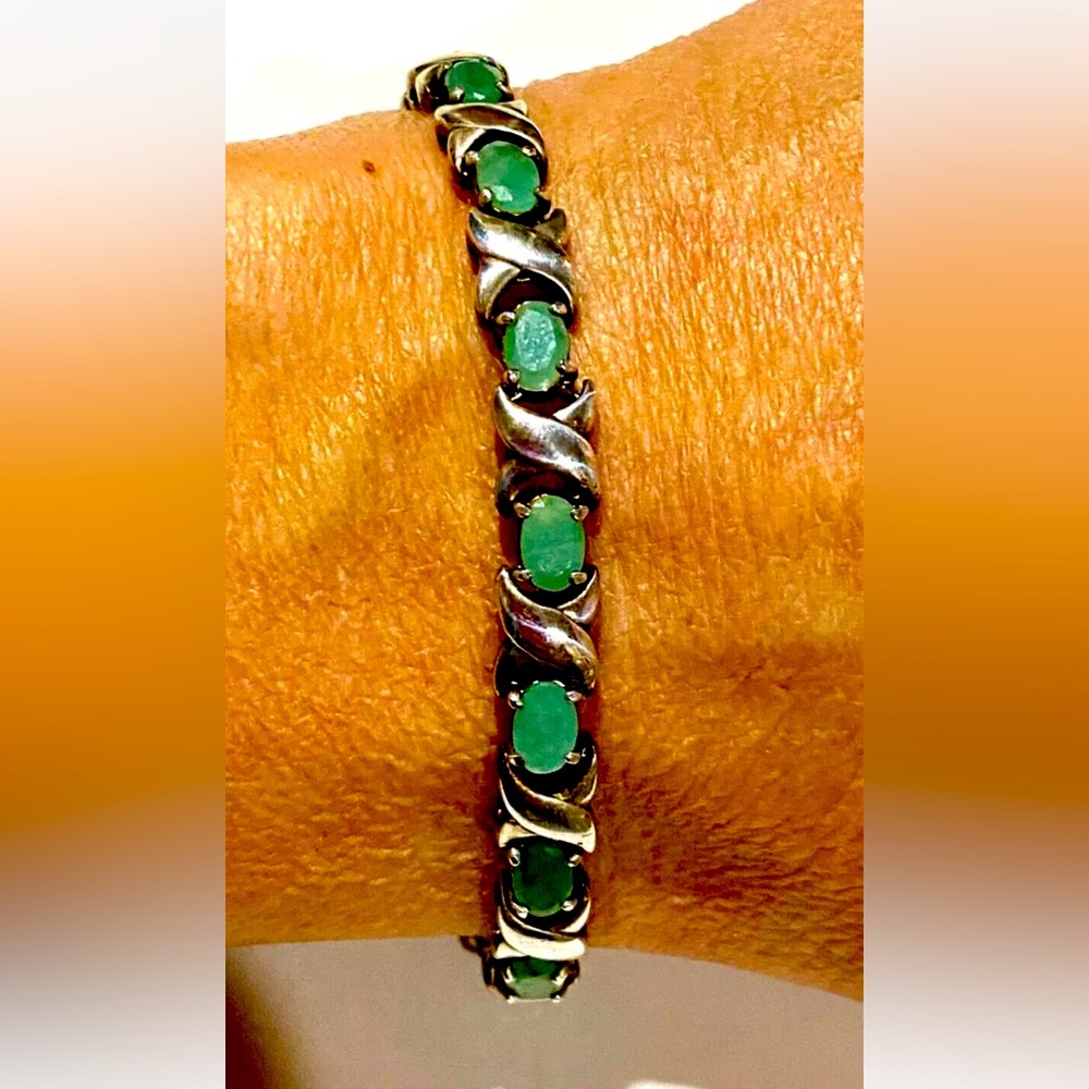 925 Sterling Silver  Grandiderite X" Tennis Link Bracelet 7.5"